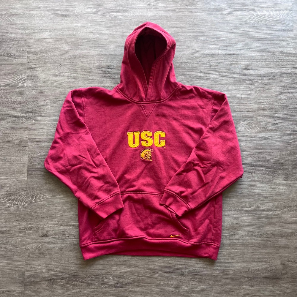 Nike Team USC Trojans Kids Hoodie Red Embroidered Pullover Hoodie Size L